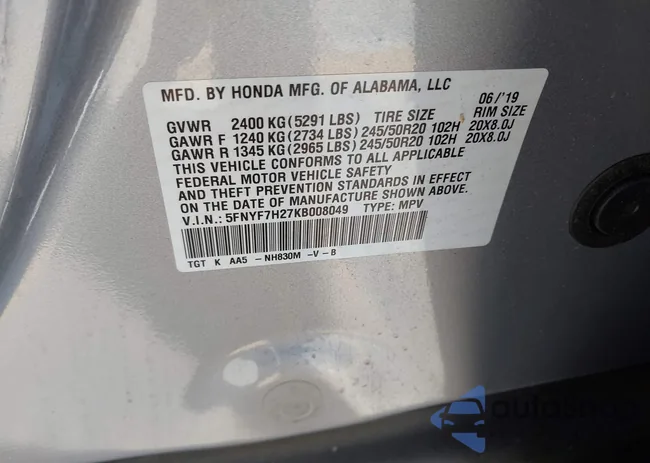 5FNYF7H27KB008049: 44565784