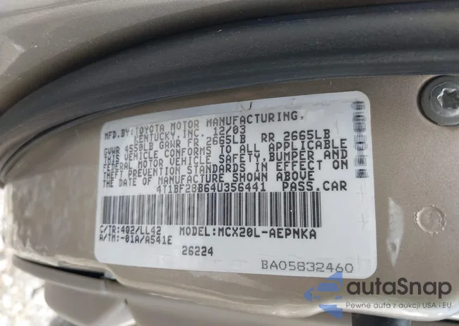 4T1BF28B64U356441: 44565860