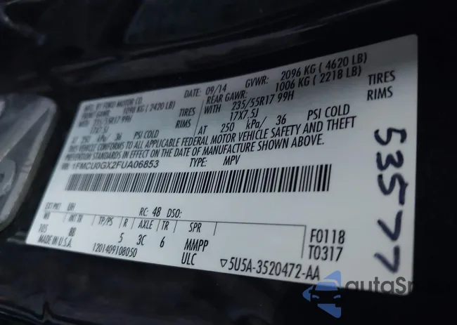 1FMCU0GX2FUA06853: 44565138