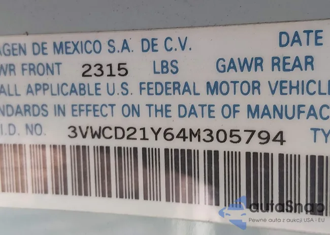 3VWCD21Y64M305794: 44565466