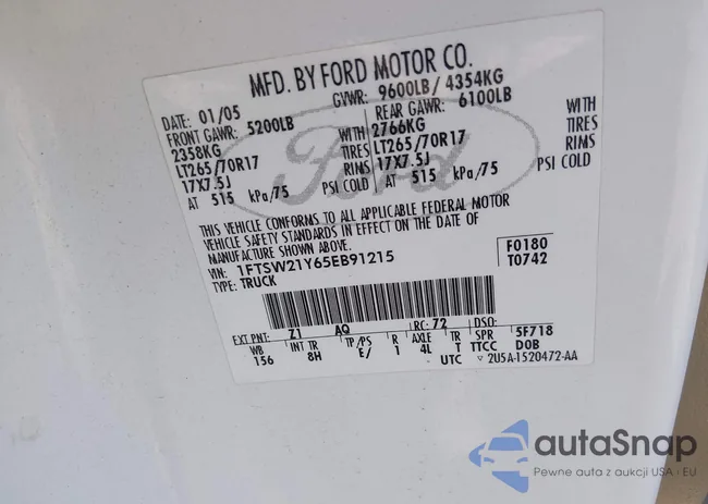 1FTSW21Y65EB91215: 44566646