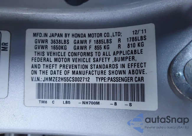 JHMZE2H55CS002712: 44566647