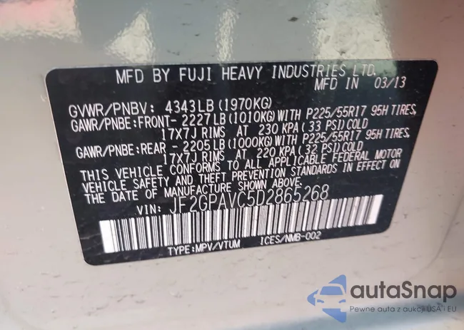 JF2GPAVC5D2865268: 44566659