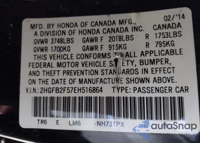 2HGFB2F57EH516864: 44566879