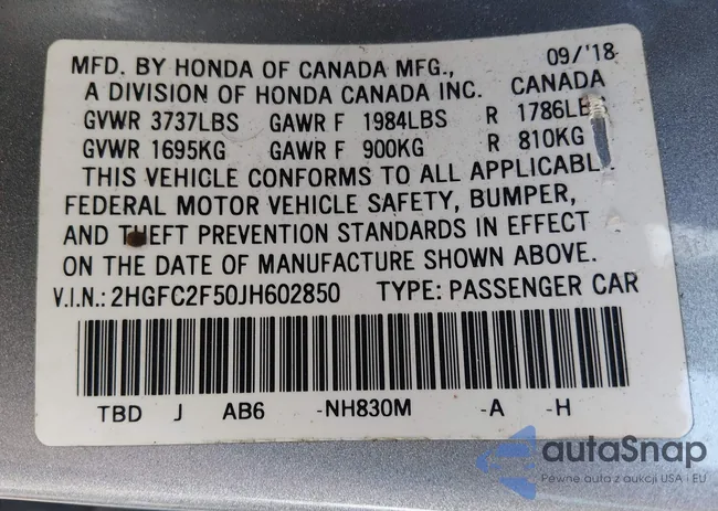 2HGFC2F50JH602850: 44566506