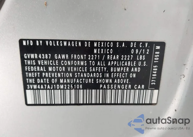 3VW4A7AJ1DM225106: 44567561