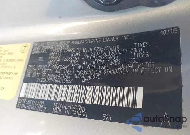 2T2GA31U26C045658: 44567619