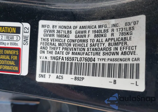 1HGFA16597L076004: 44567797