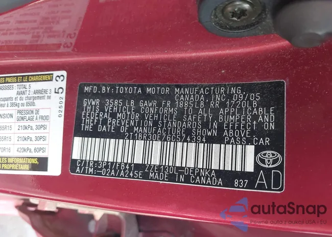 2T1BR30E76C574394: 44567948