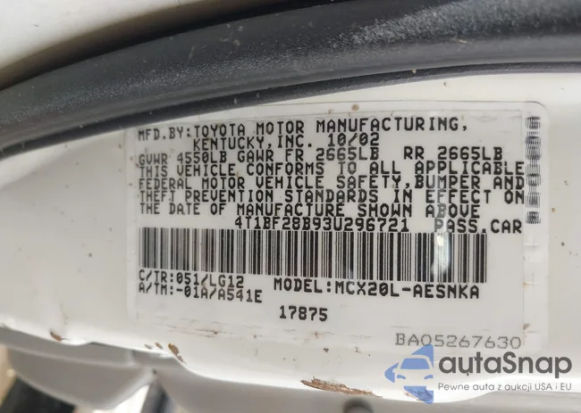 4T1BF28B93U296721: 44568041