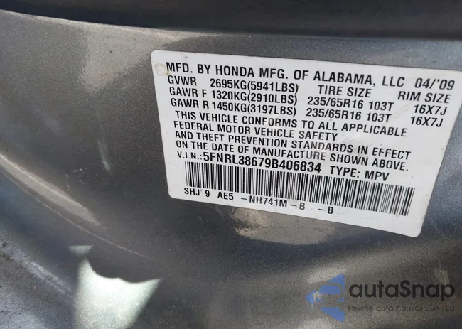 5FNRL38679B406834: 44568099