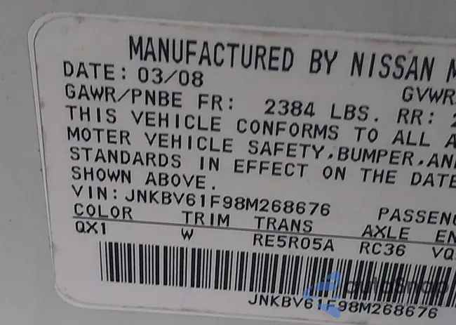 JNKBV61F98M268676: 44567404