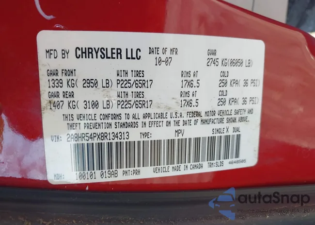 2A8HR54PX8R134313: 44568620