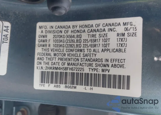 2HKRM4H58FH672225: 44568801