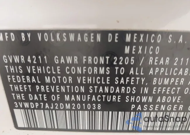 3VWDP7AJ2DM201038: 44569538