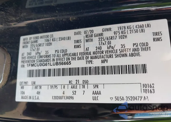 1FMCU0G61LUB56665: 44569719