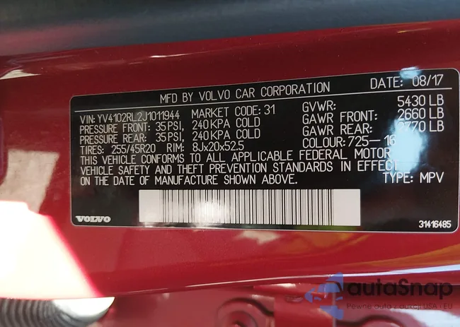 YV4102RL2J1011944: 44569869