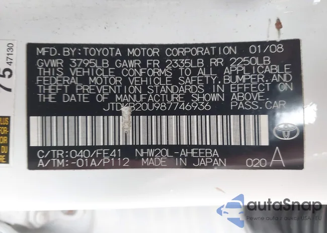 JTDKB20U987746936: 44570021