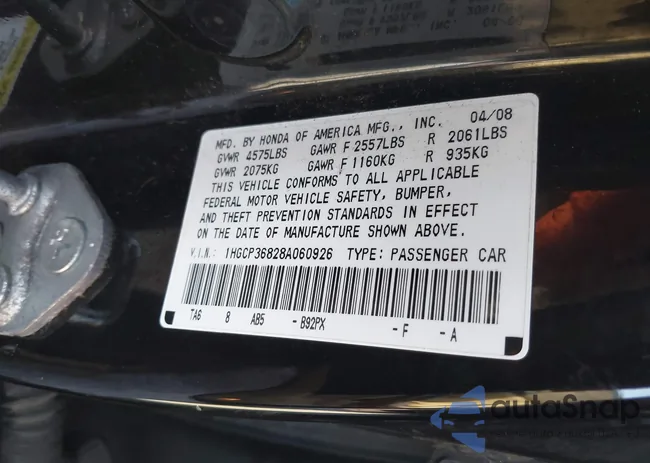 1HGCP36828A060926: 44570032