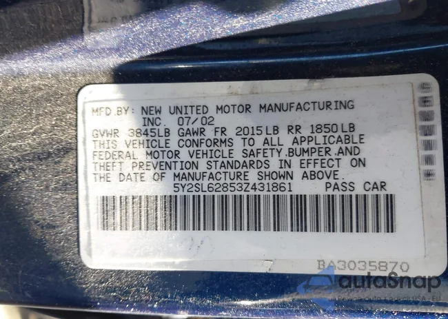 5Y2SL62853Z431861: 44570123