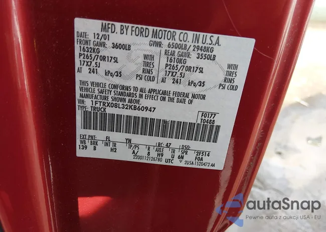 1FTRX08L32KB60947: 44570280