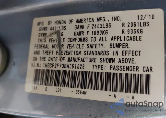 1HGCP2F73BA061026: 44570374