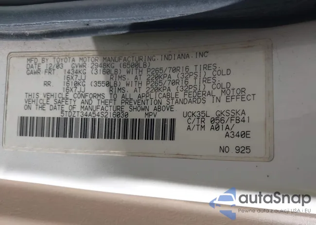 5TDZT34A54S216030: 44570503