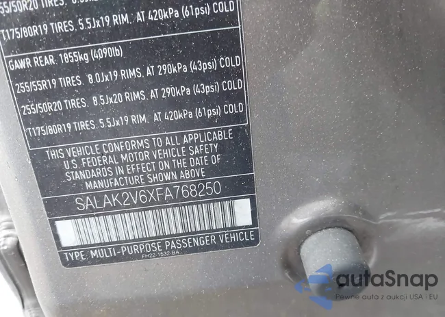 SALAK2V6XFA768250: 44571521