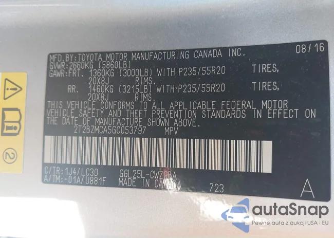 2T2BZMCA5GC053797: 44571330