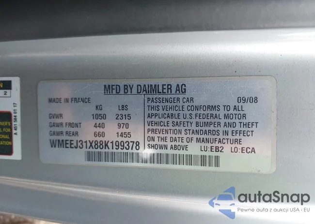 WMEEJ31X88K199378: 44571431