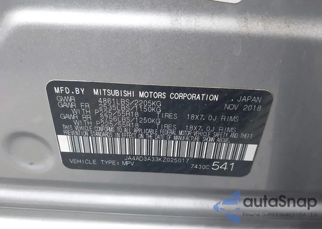 JA4AD3A33KZ025017: 44572620