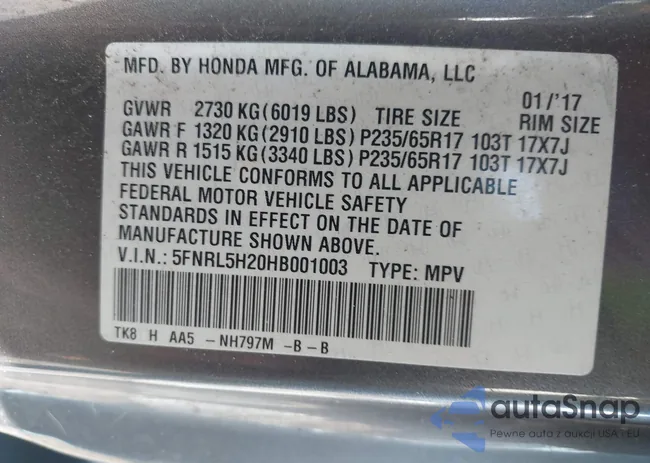 5FNRL5H20HB001003: 44572642