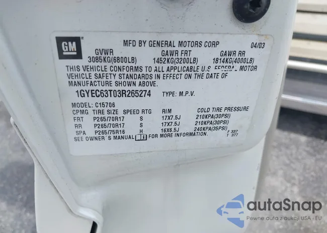 1GYEC63T03R265274: 44572902