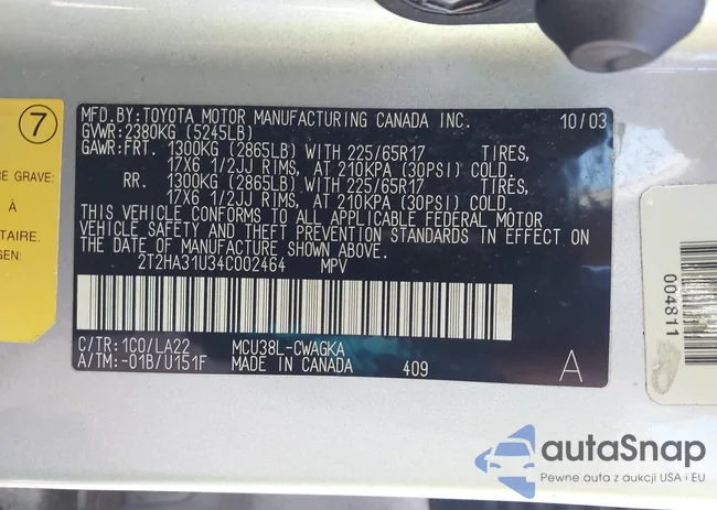 2T2HA31U34C002464: 44572907