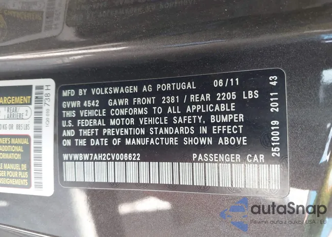 WVWBW7AH2CV006622: 44572972