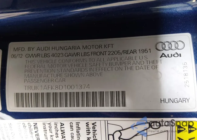 TRUK1AFK8D1001374: 44572453