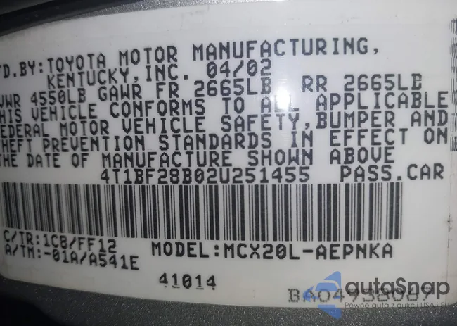 4T1BF28B02U251455: 44573541