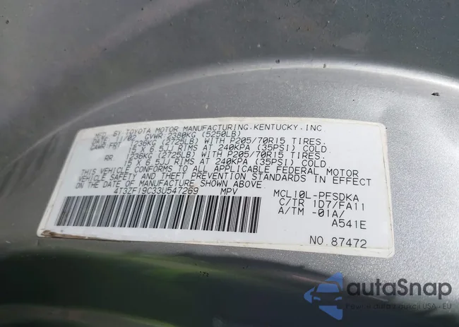 4T3ZF19C33U547269: 44573126