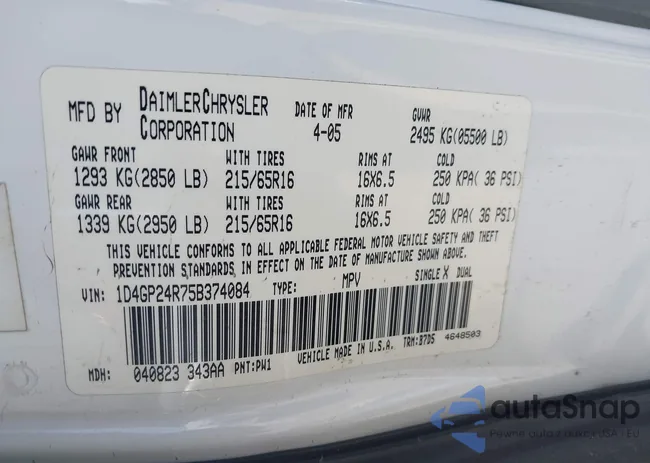 1D4GP24R75B374084: 44573161