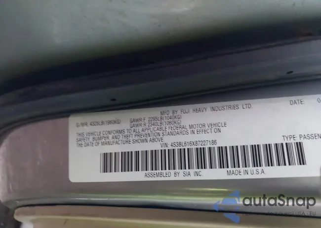 4S3BL616X87227186: 44574809