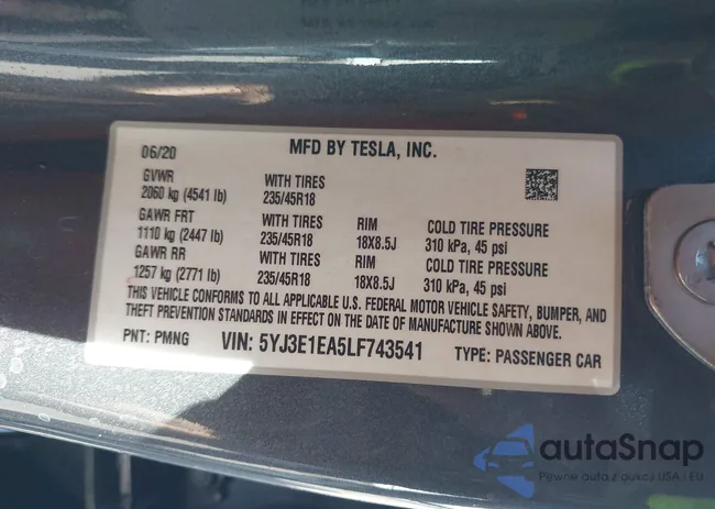 5YJ3E1EA5LF743541: 44574827