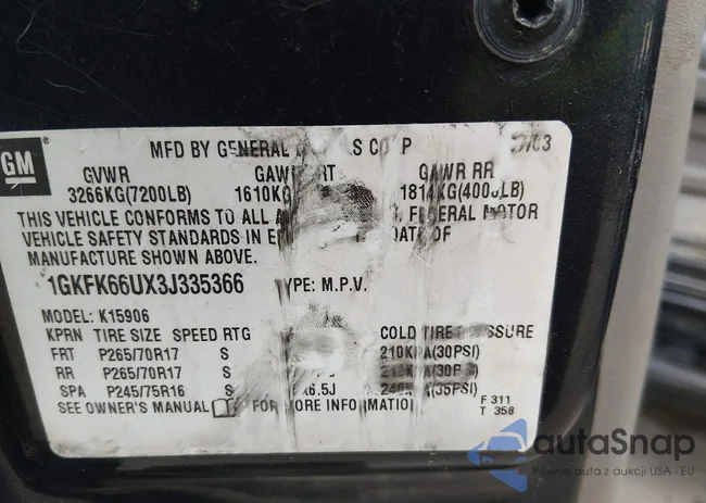 1GKFK66UX3J335366: 44574225