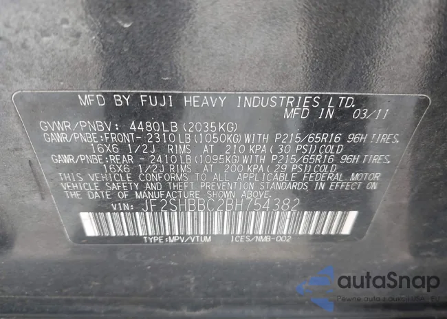 JF2SHBBC2BH754382: 44574326