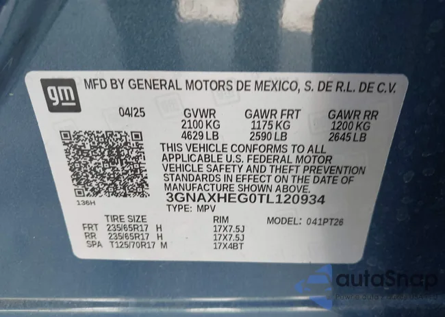 3GNAXHEG0TL120934: 44575600