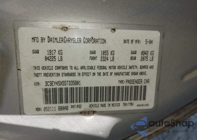 3C3EY45X55T335801: 44575665