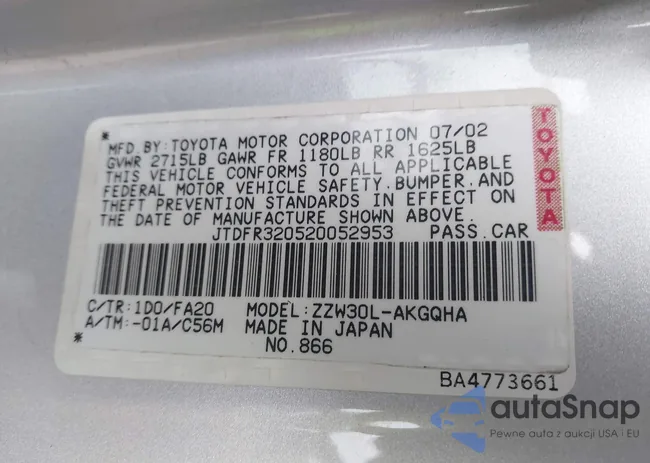 JTDFR320520052953: 44575714