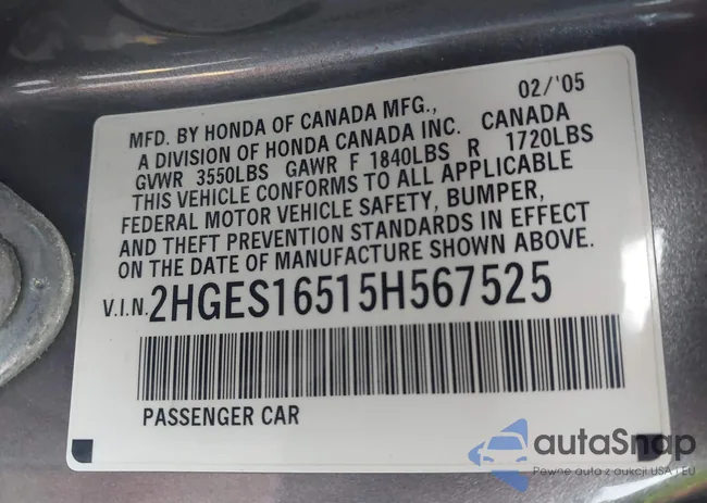 2HGES16515H567525: 44575753