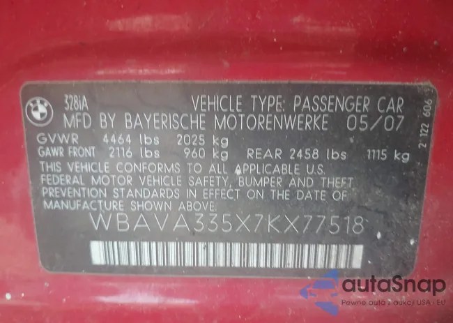 WBAVA335X7KX77518: 44575788