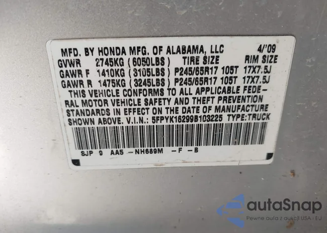 5FPYK16299B103225: 44575797