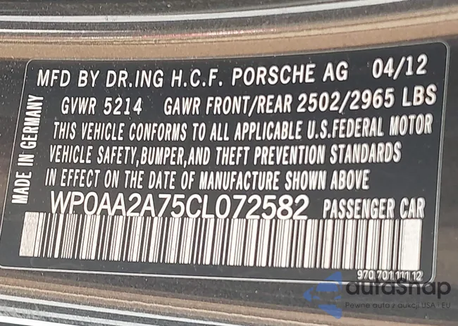 WP0AA2A75CL072582: 44575979